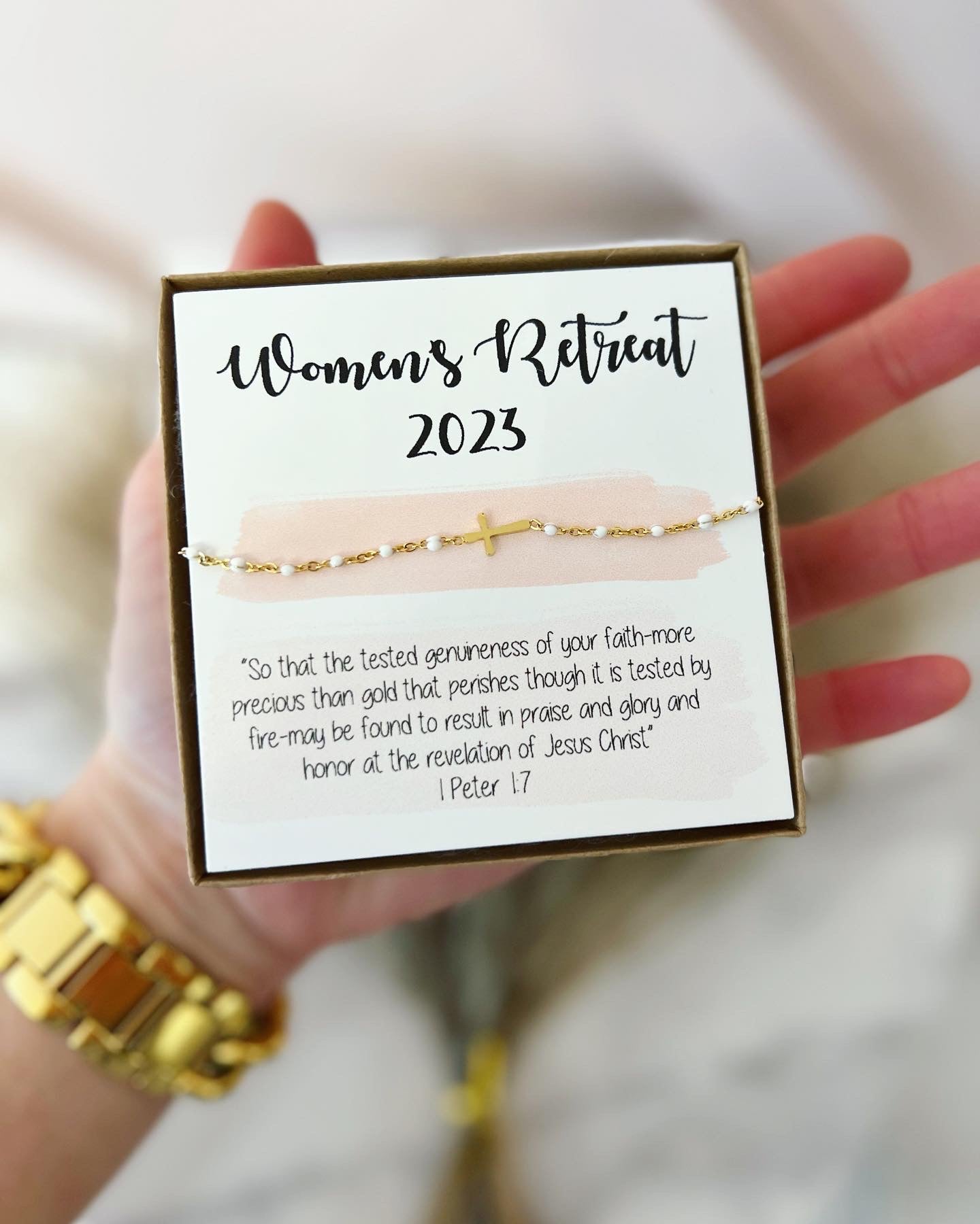 Women's Retreat Dainty Gold Cross Bracelet