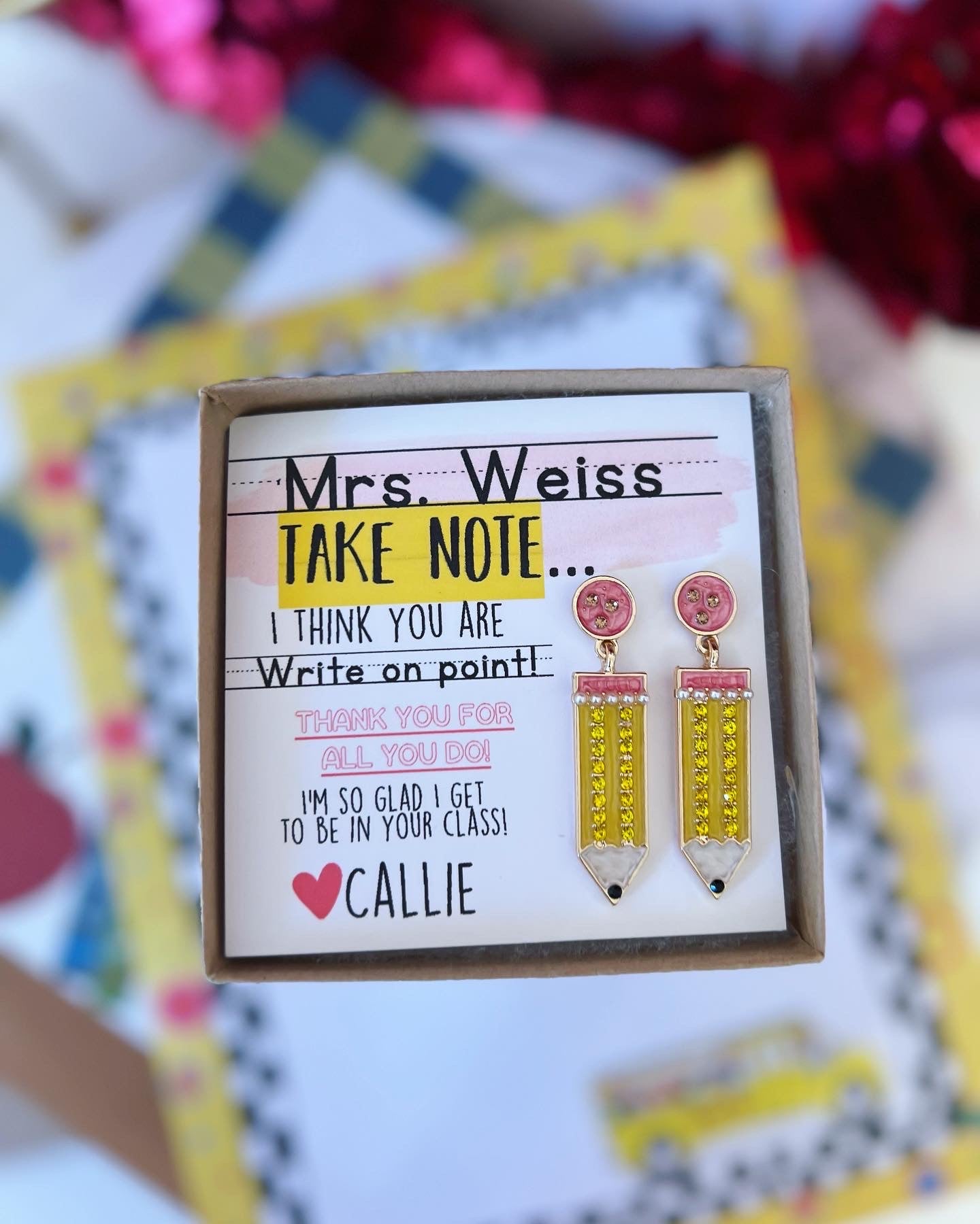 End of Year Teacher Thank You Pencil Earrings