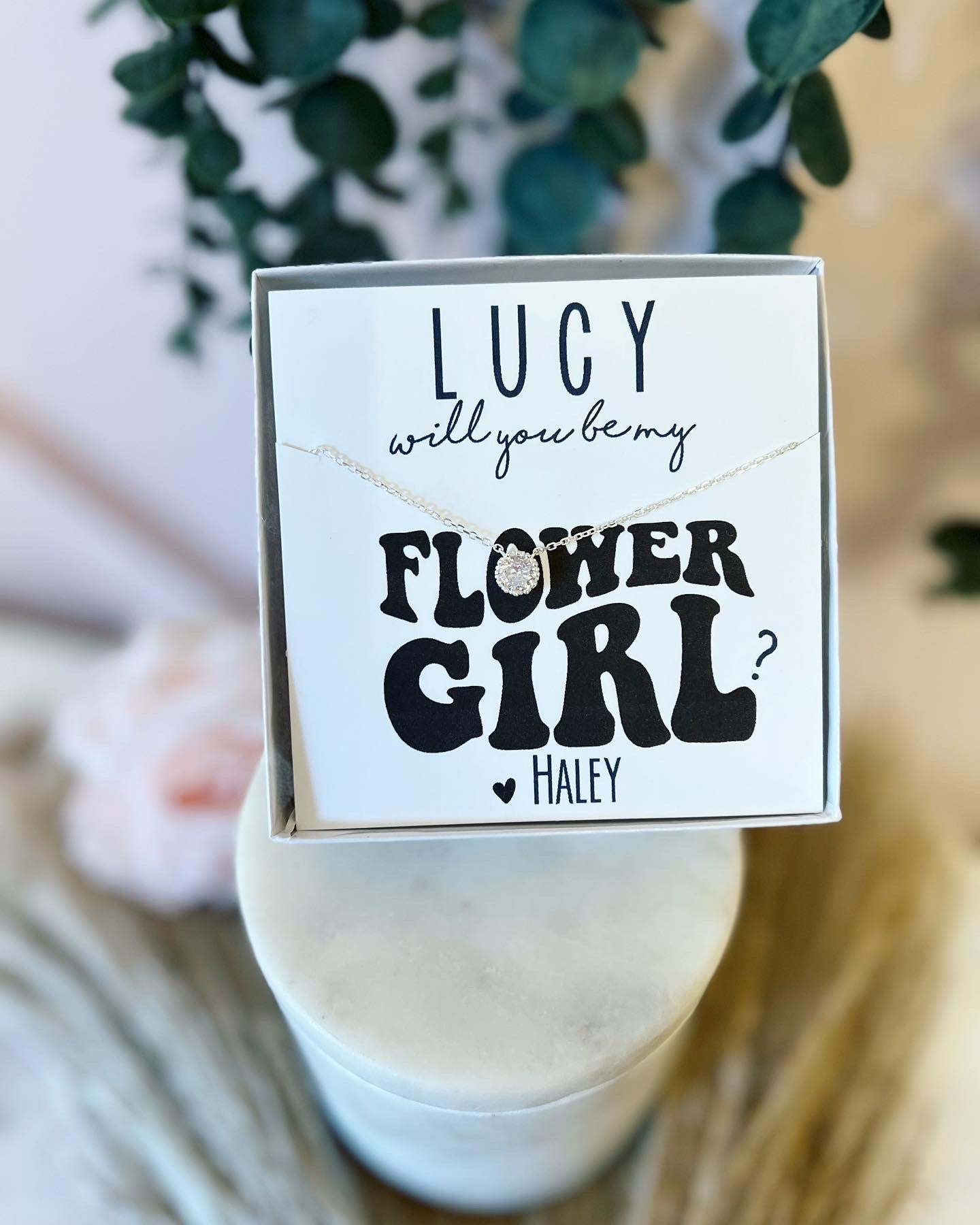 Flower Girl Thank You or Proposal Necklace! Dainty