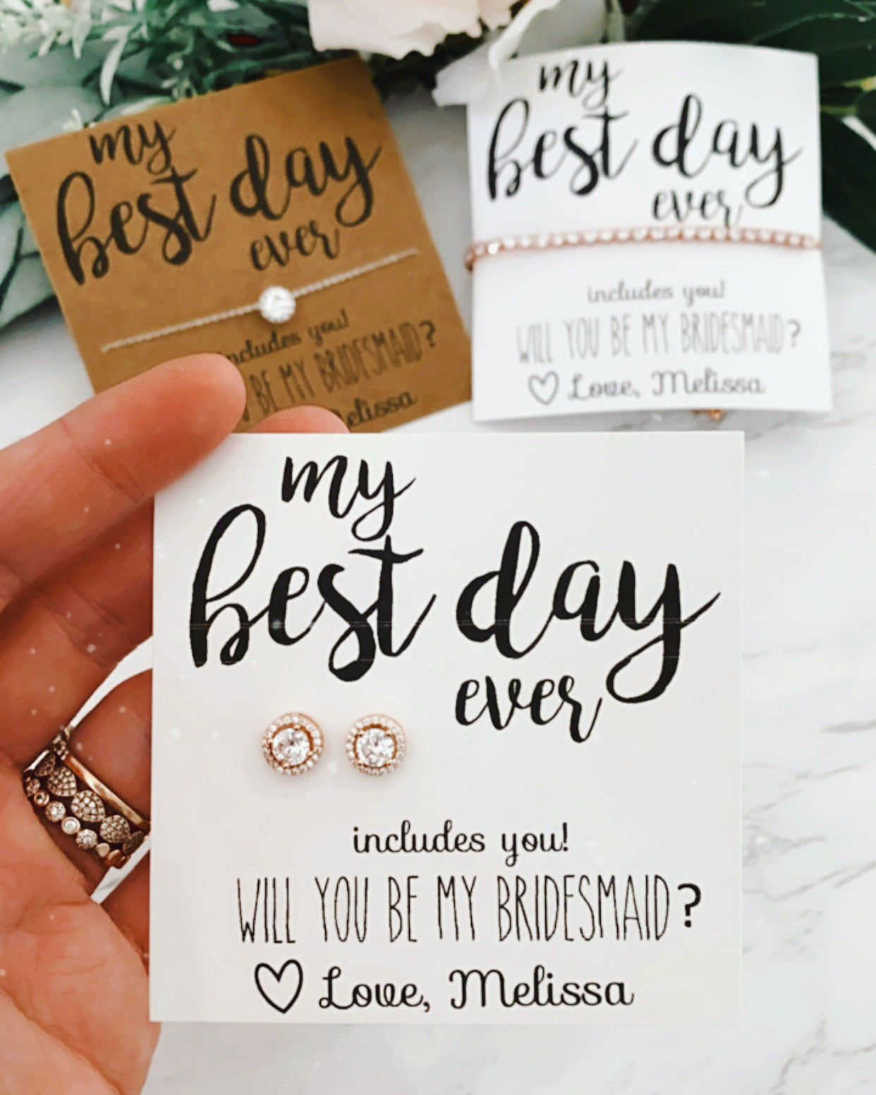 Best Day Ever! CZ Stud Earrings