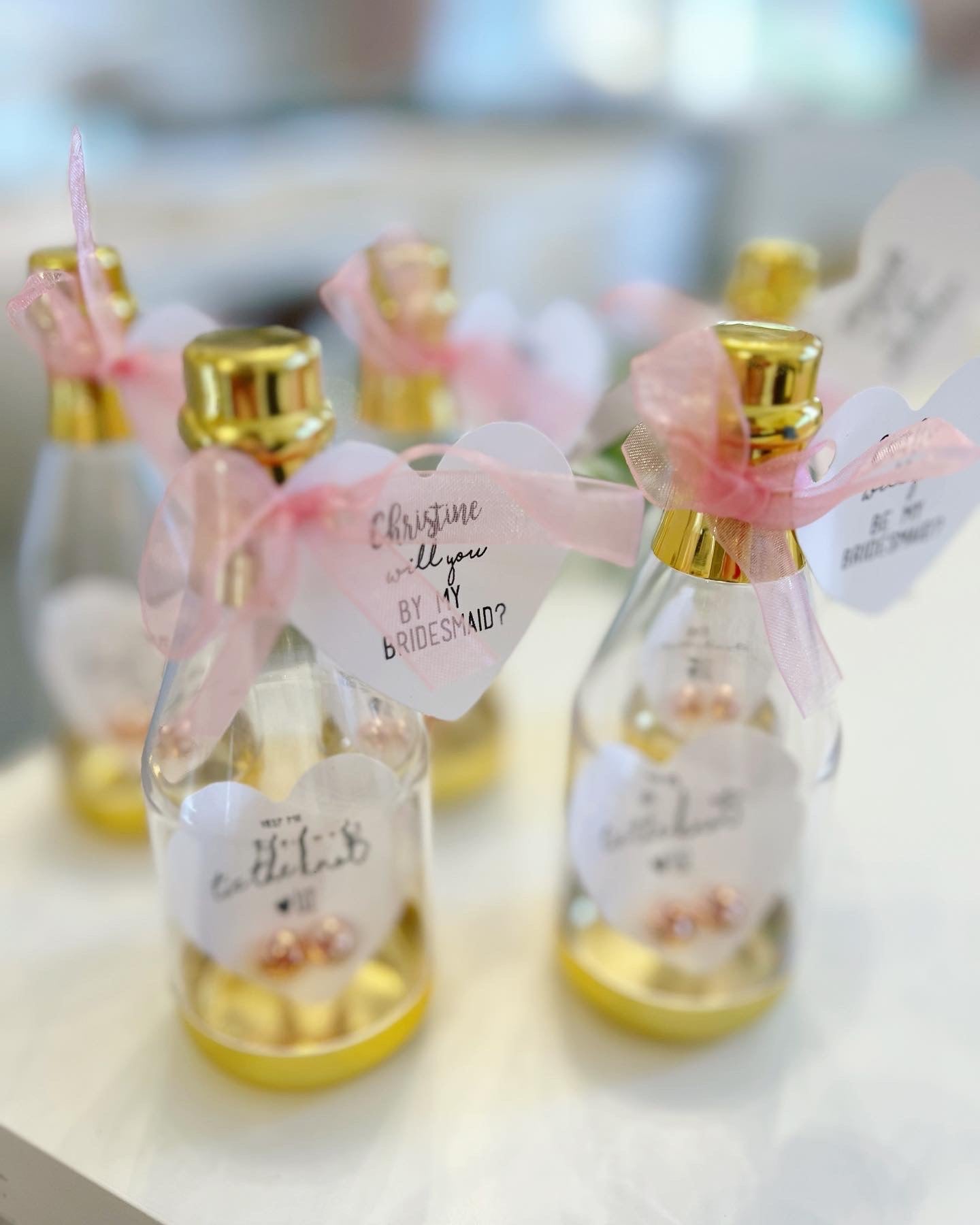 Bottle with Knot Earrings Bridesmaid Gift