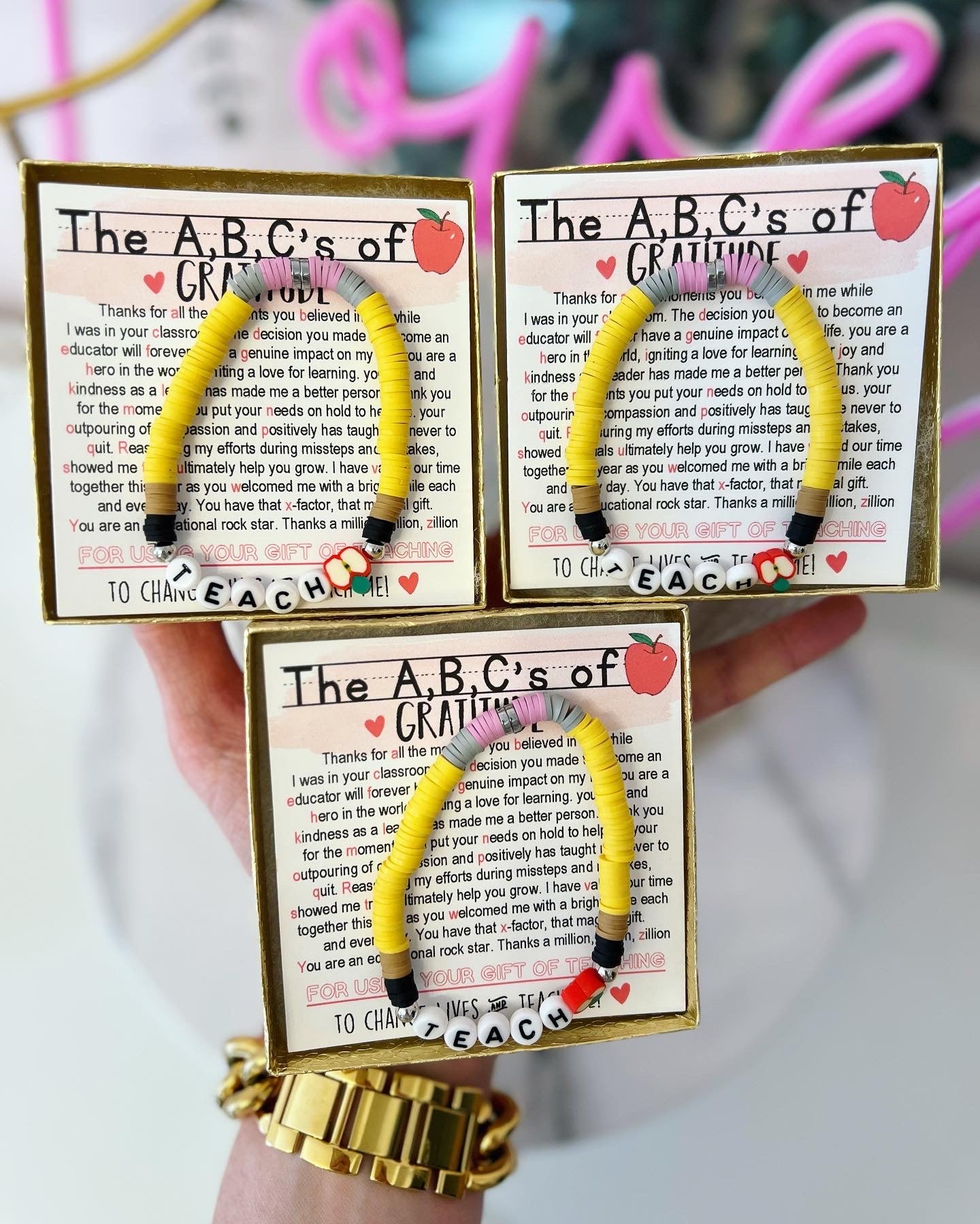 A,B,C's of Gratitude Poem & Teach Bracelet End of Year Teacher Gift