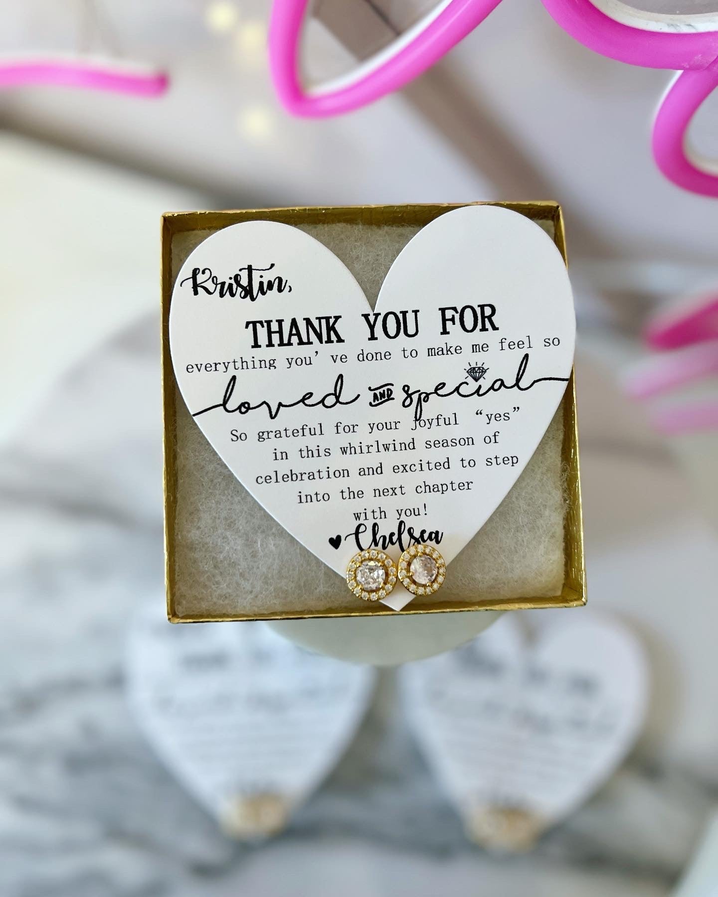 Loved and Special Bridal party earrings House Party, NON- Tarnish, hypoallergenic!