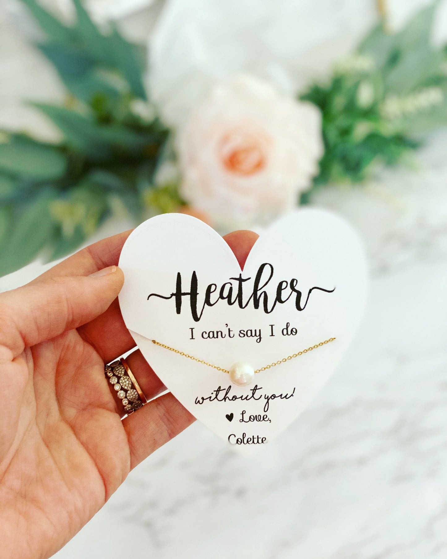 Heart Card Bridal Party Pearl Necklace!
