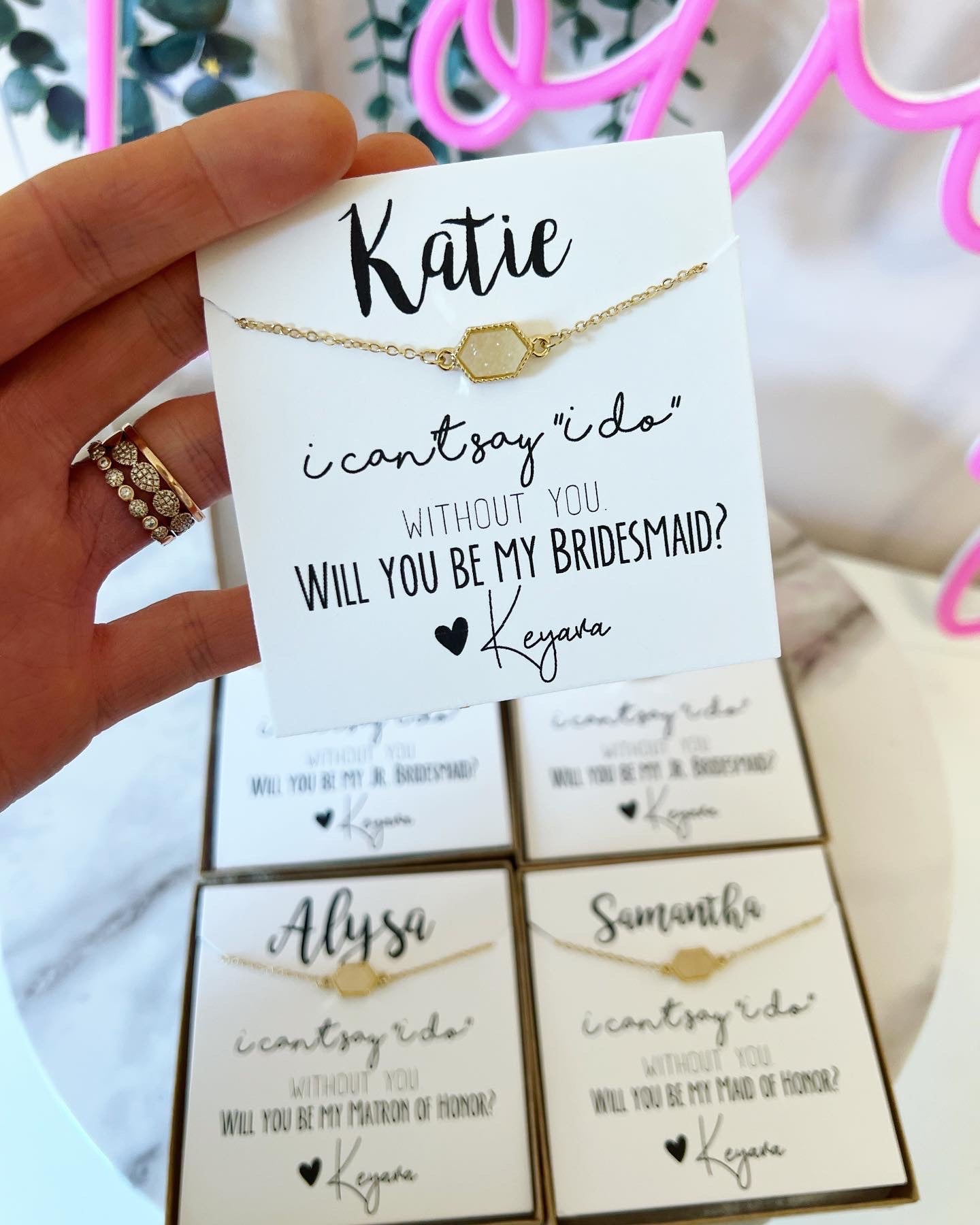 Pop the Champagne! Druzy Oval Stone OR Iridescent White+ Gold Bracelet for Bridesmaids
