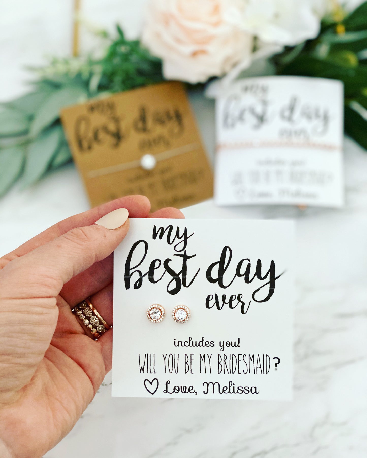 Best Day Ever! CZ Stud Earrings