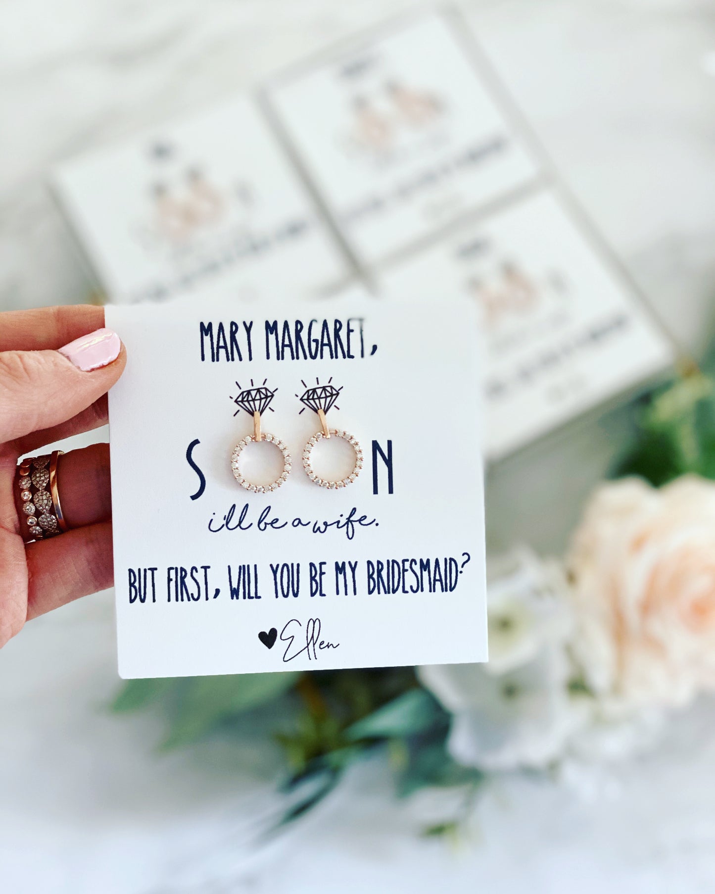 Personal Attendant Gift! Circle Cubic Zircon Earrings