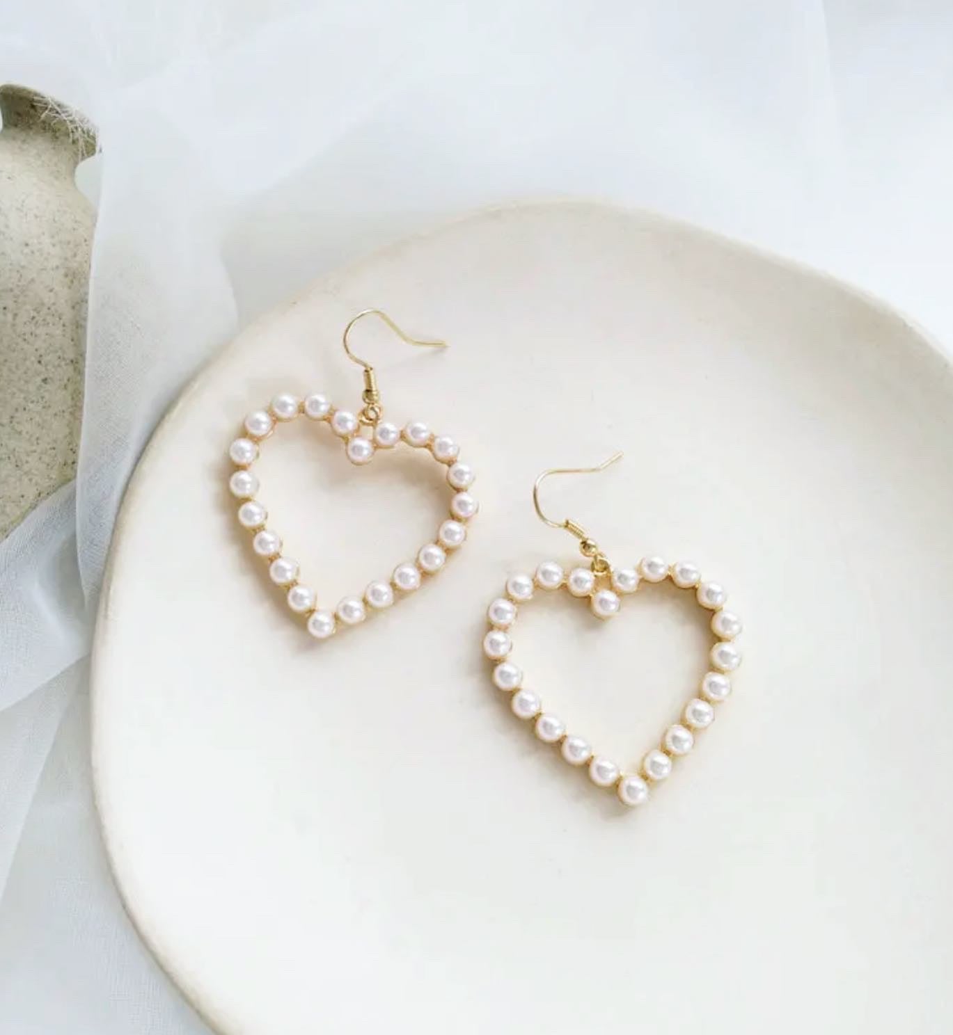 Graduation Day Pearl Heart Earrings