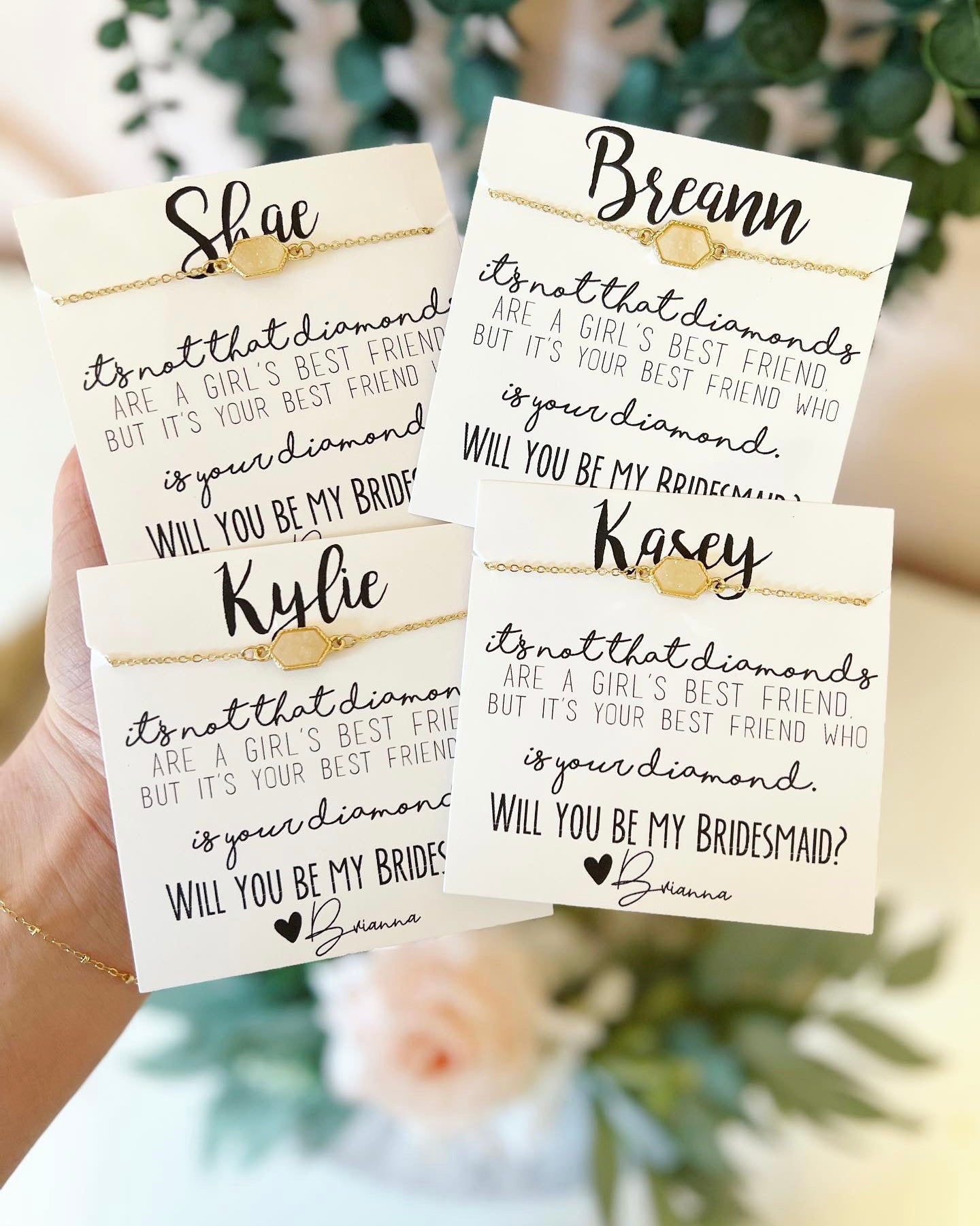 Pop the Champagne! Druzy Oval Stone OR Iridescent White+ Gold Bracelet for Bridesmaids