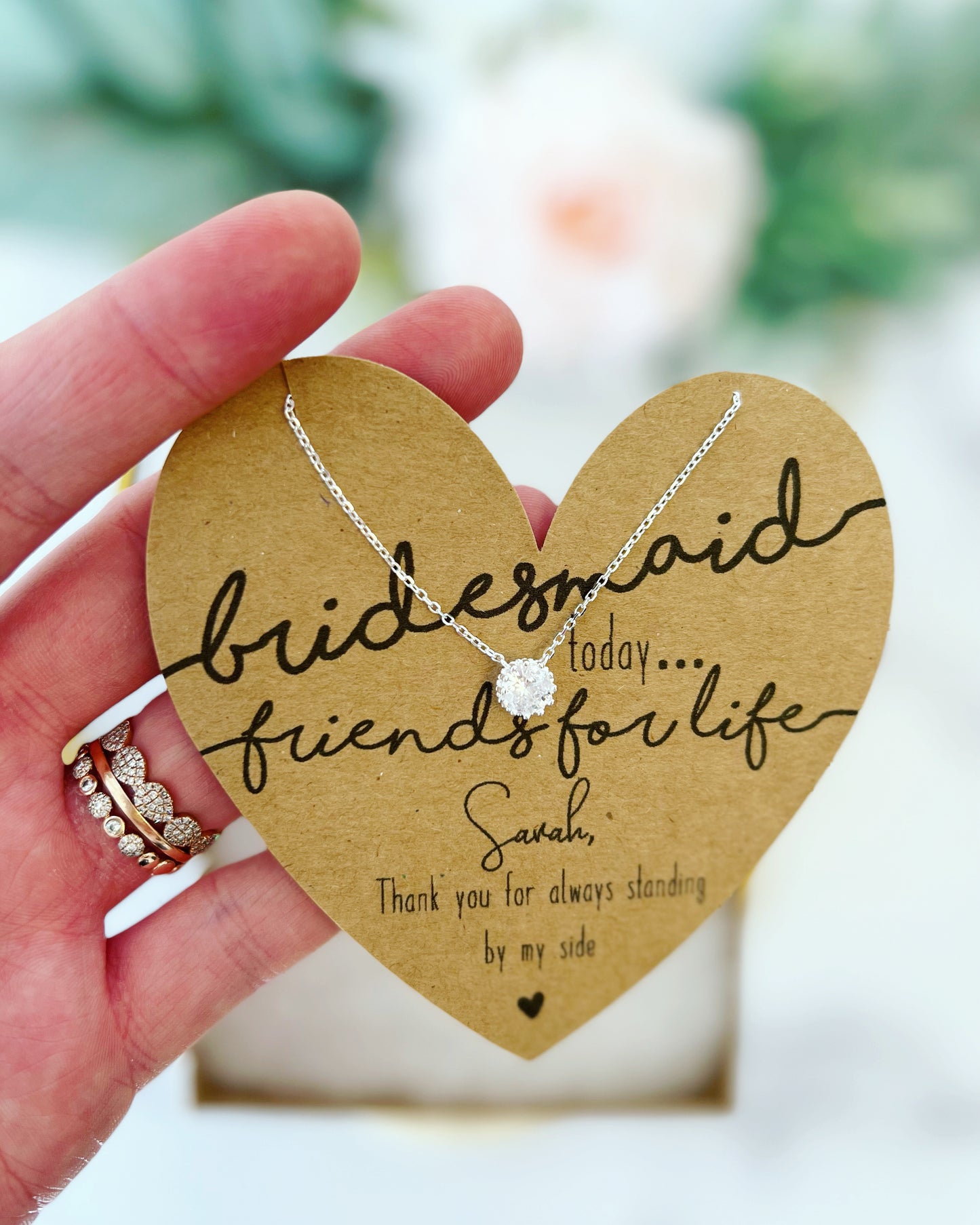 Bridesmaid Today, Friend for Life Bridesmaid Necklace! Heart Card