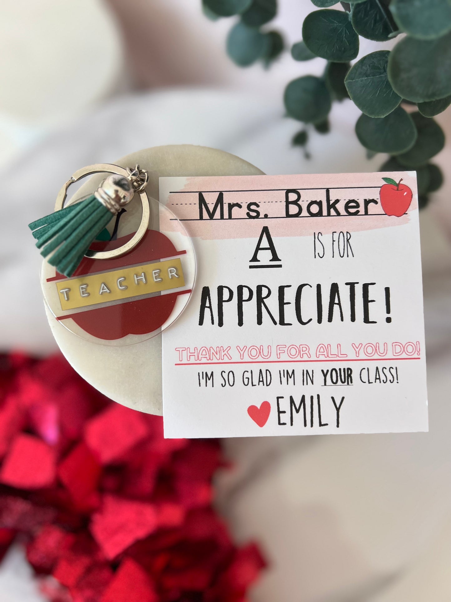 Teacher Appreciation Apple Keychain Gift