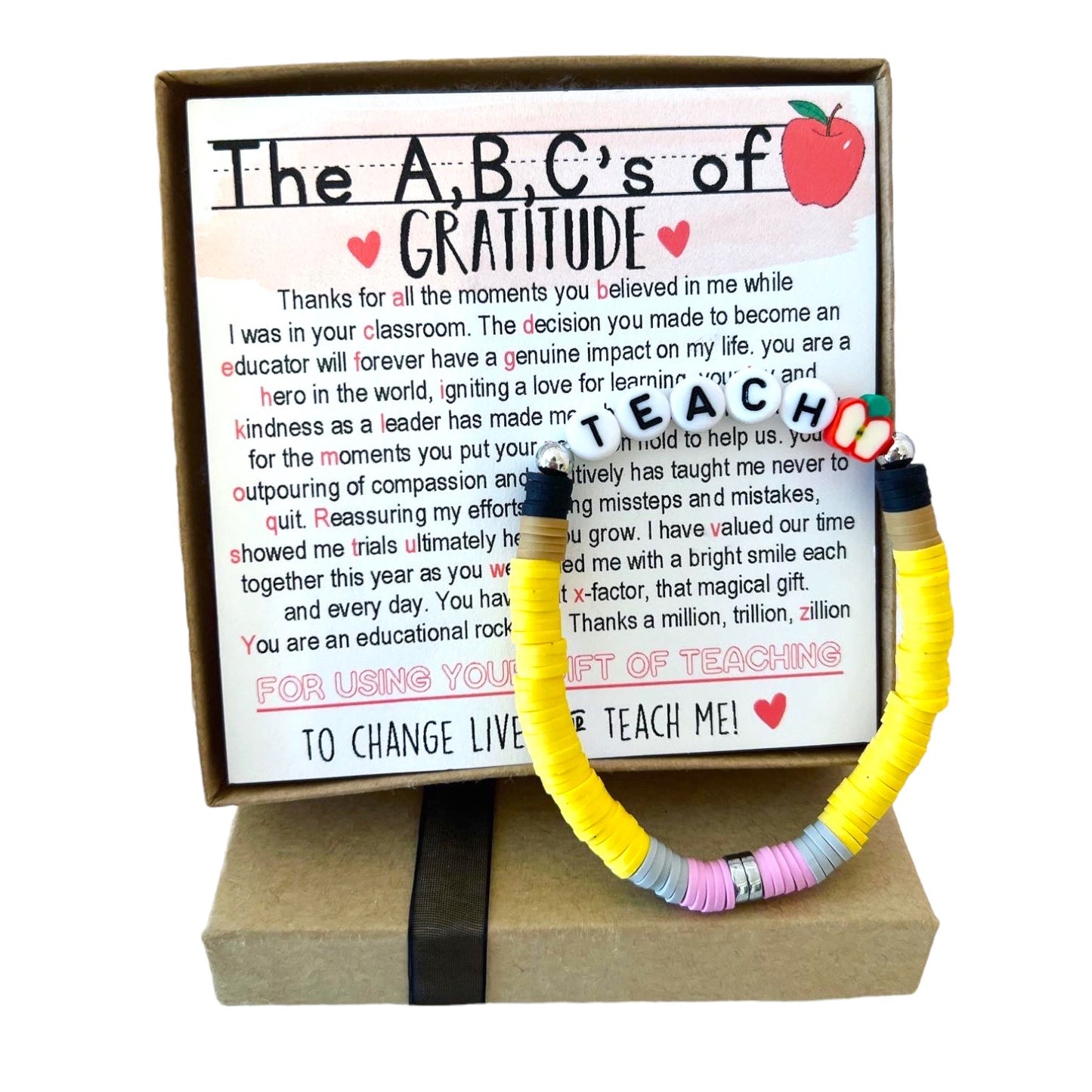 A,B,C's of Gratitude Poem & Teach Bracelet End of Year Teacher Gift