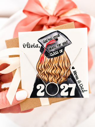 Class of 2027 Graduation Gift Circle Pendant Necklace NON-TARNISH Hypoallergenic Box & Ribbon Included High School Grad Gift