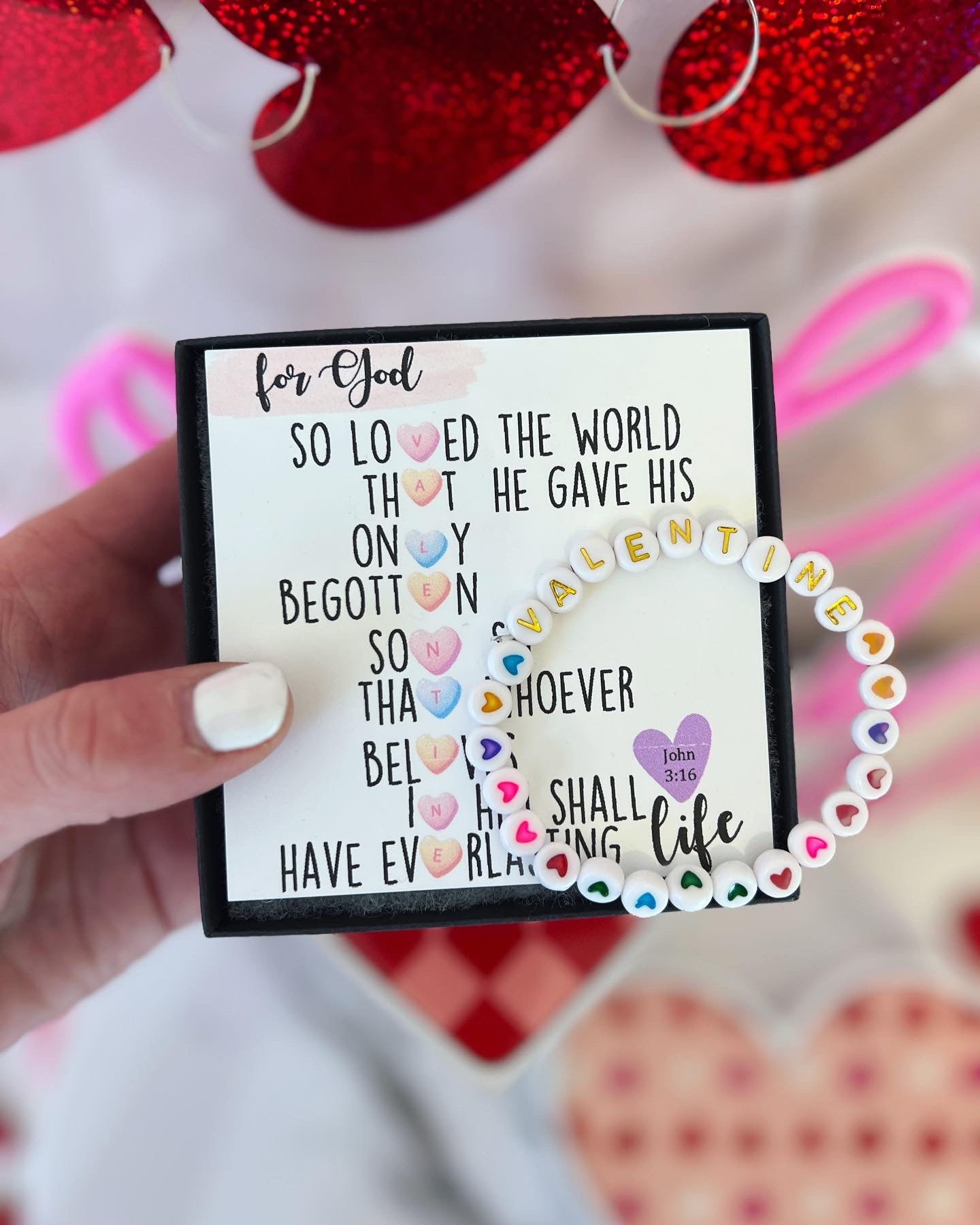 Bible Verse Kids or Adult Valentine Bracelet