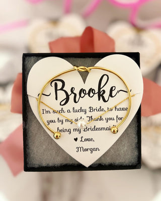 Pearl Necklace and Bangle Set for Bridal party
