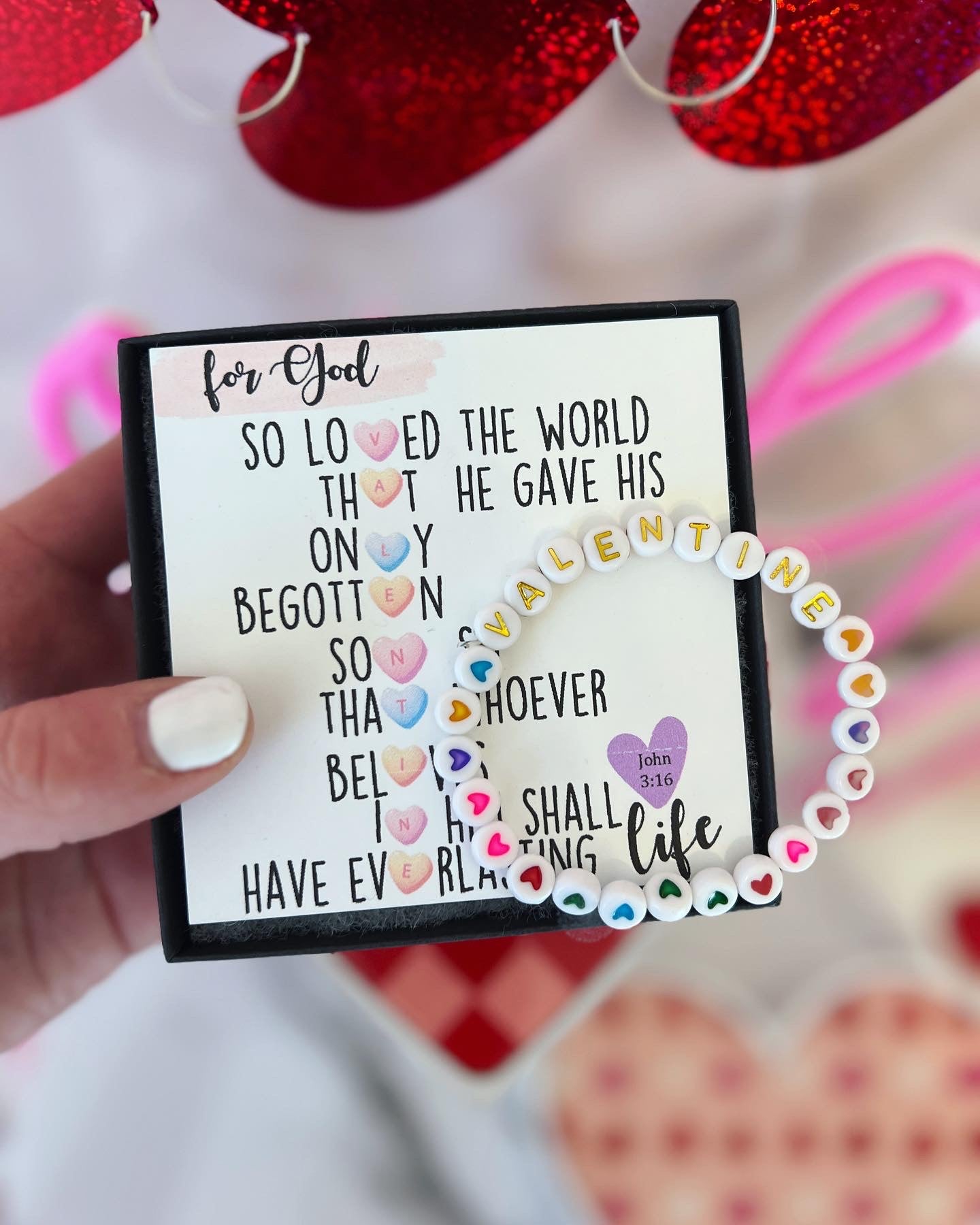 Bible Verse Kids or Adult Valentine Bracelet