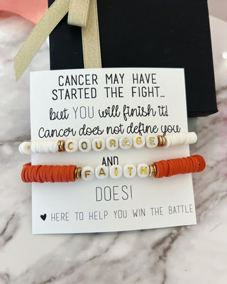 Cancer Encouragement Gift, Faith & Courage Bracelet Set