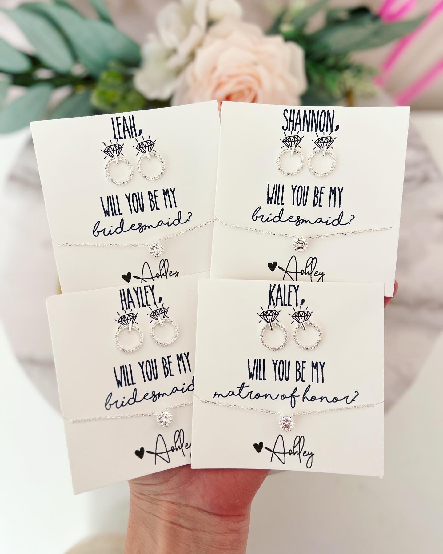 Will you be my...? Bridal Party Earring + Necklace Gift Set!