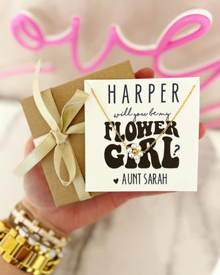 Will you be my Flower Girl? Pearl flower shaped necklace! Thank you for being my flower girl!