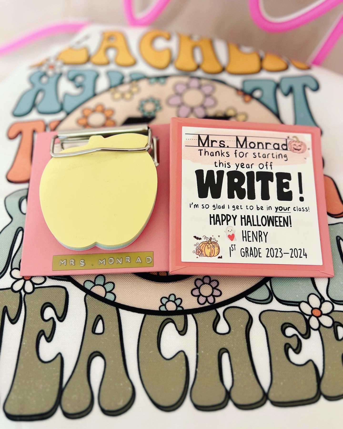 Halloween Teacher Notepad and Mini clipboard gift!