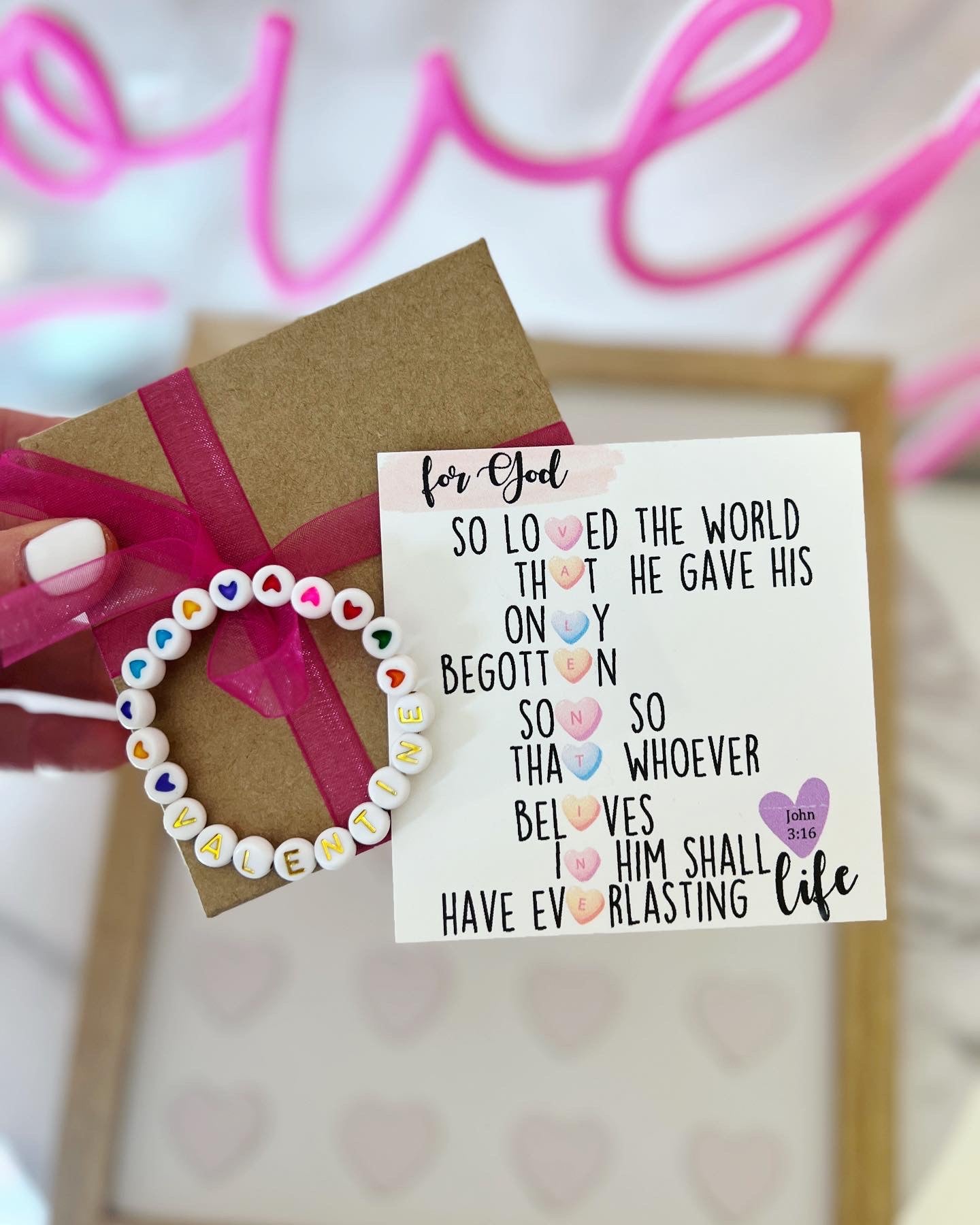 Bible Verse Kids or Adult Valentine Bracelet