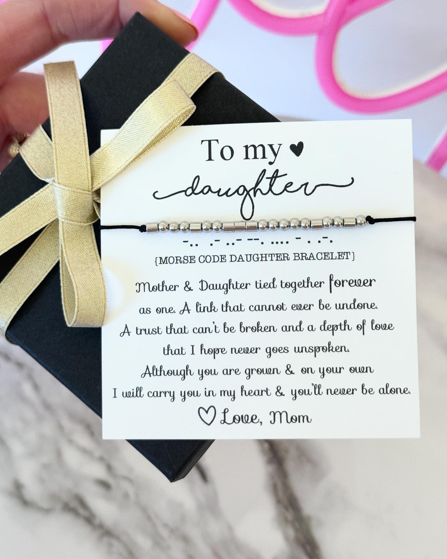 To my Daughter, "Daughter" Morse Code bracelet, Card, box and ribbon included! Daughter gift, Mother daughter bracelet