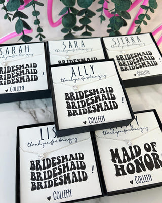 Retro Bridesmaid Bridal Party Dainty Necklace