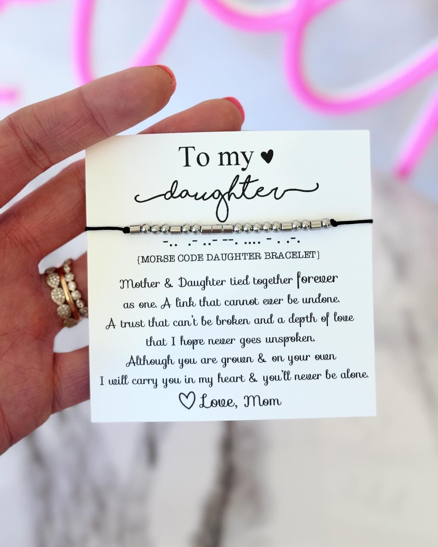 To my Daughter, "Daughter" Morse Code bracelet, Card, box and ribbon included! Daughter gift, Mother daughter bracelet