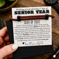 Senior Year High School gift for Guys! Men's Natural Brown Rope Bracelet gift for son, card, box + ribbon included! First day of school gift!