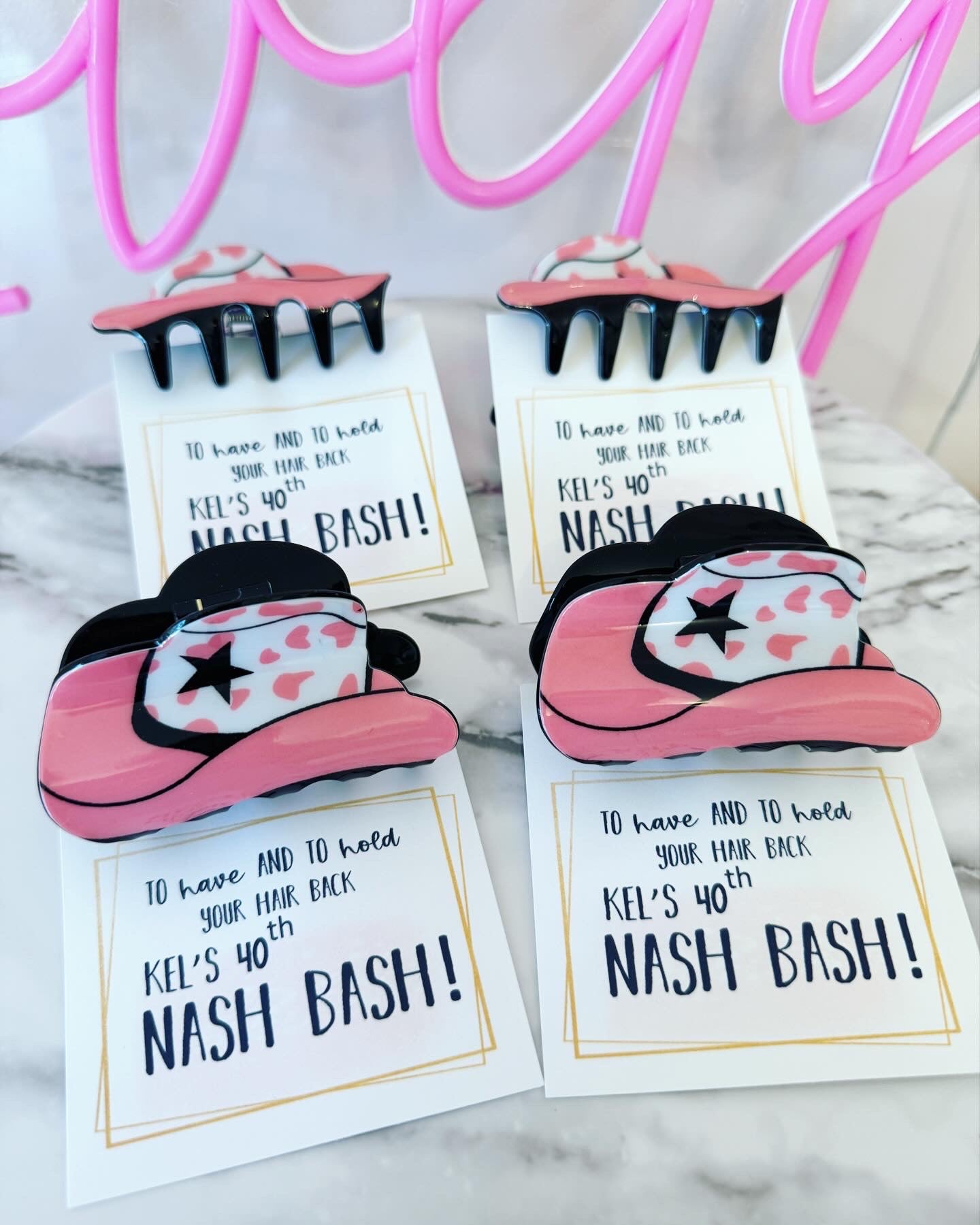 Nash-Bash Birthday gift favor, Nashville Girls Trip gift, Nash-Ty, Girls Trip gift, Acrylic Hair clip, personalized card