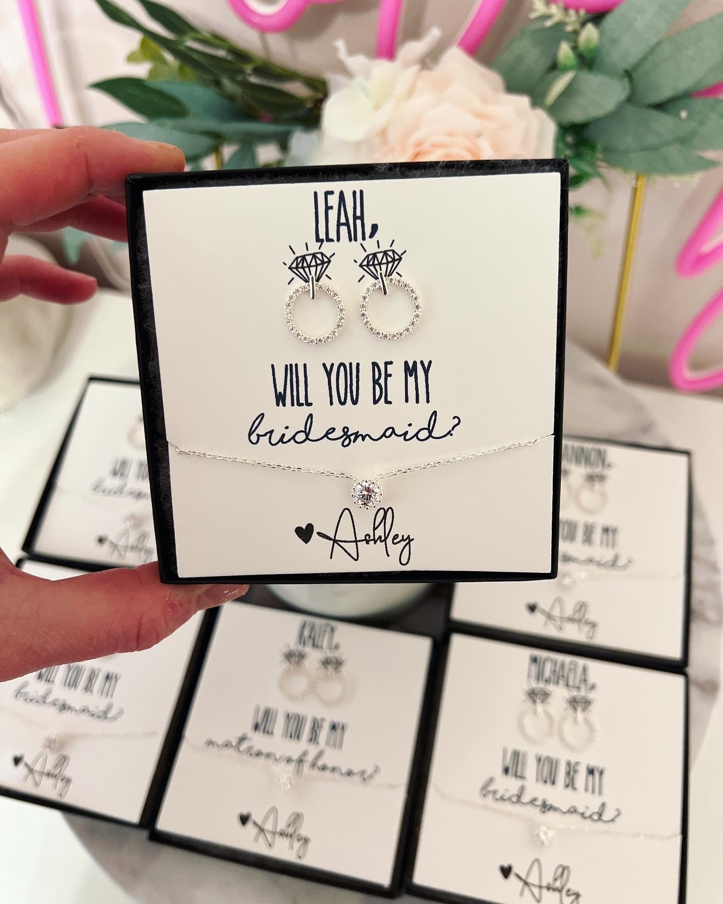 Will you be my...? Bridal Party Earring + Necklace Gift Set!