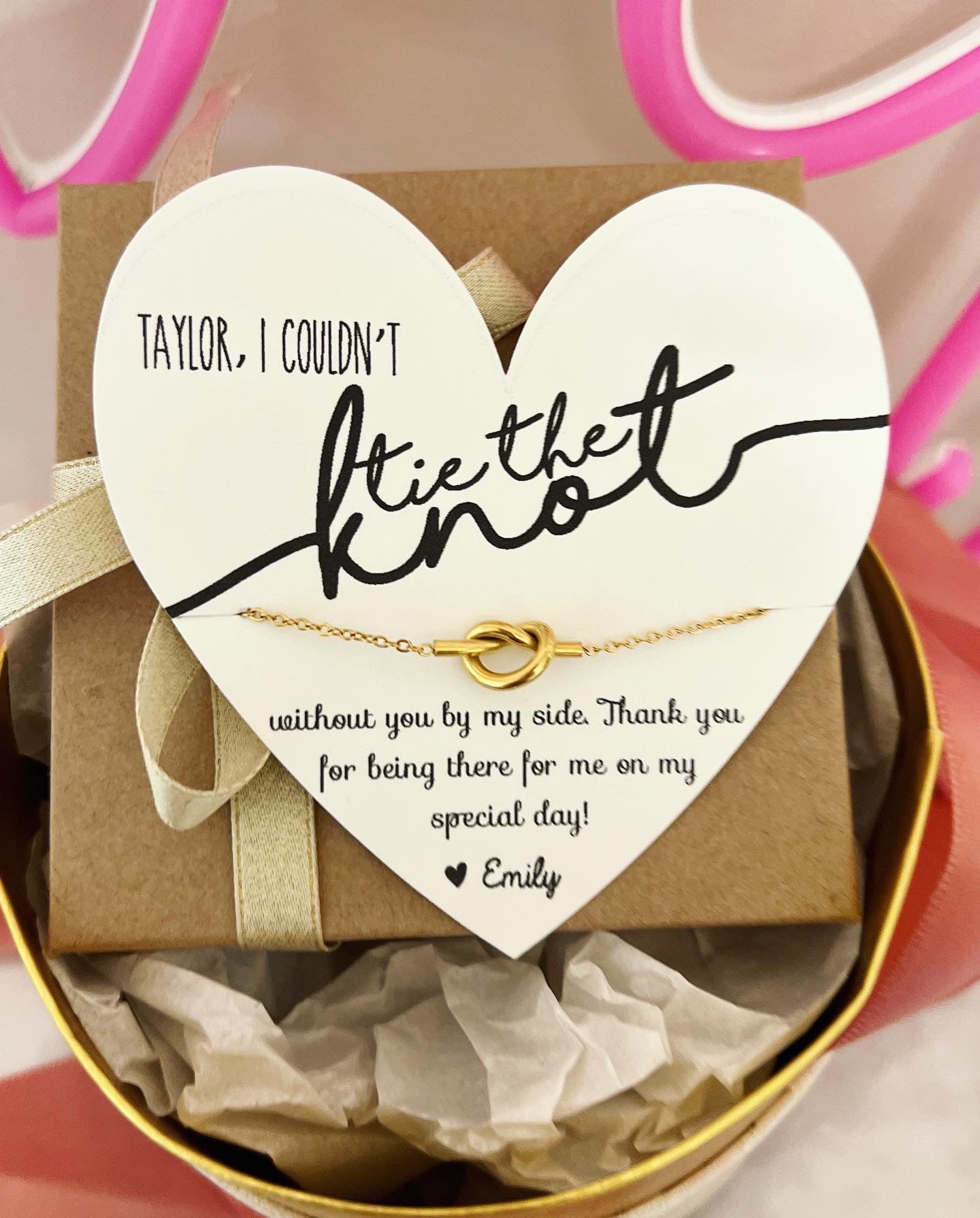 Tie the knot necklace, thank you for helping me tie the knot! Bridal party necklace!