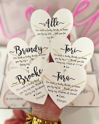 Bridal Party Pearl Necklace Heart Card