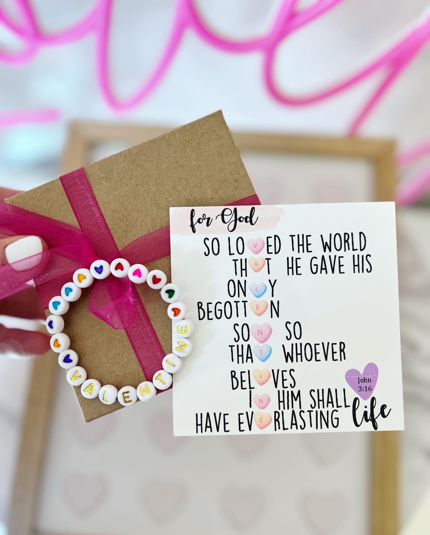 Bible Verse Kids or Adult Valentine Bracelet