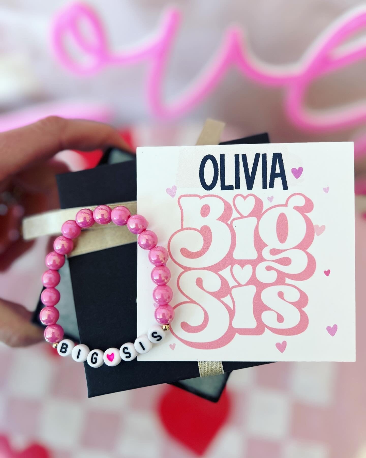 Big Sister Bracelet, new baby sister gift, gift from baby, big sis gift, Big sister, Bracelet, card, box & ribbon! Personalized card!