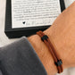 Senior Year High School gift for Guys! Men's Natural Brown Rope Bracelet gift for son, card, box + ribbon included! First day of school gift!