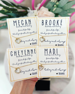 Bridesmaid Dainty Opal Heart Gold Bridal Party Proposal Necklace,Box & High Quality stainless steel plated, NO tarnish materials