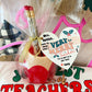 Very Merry Teacher Christmas gift! Engraved Pencils,Pencil cup! Teachers Name personalized! Gift wrap w/heart card, pencil cup holder!