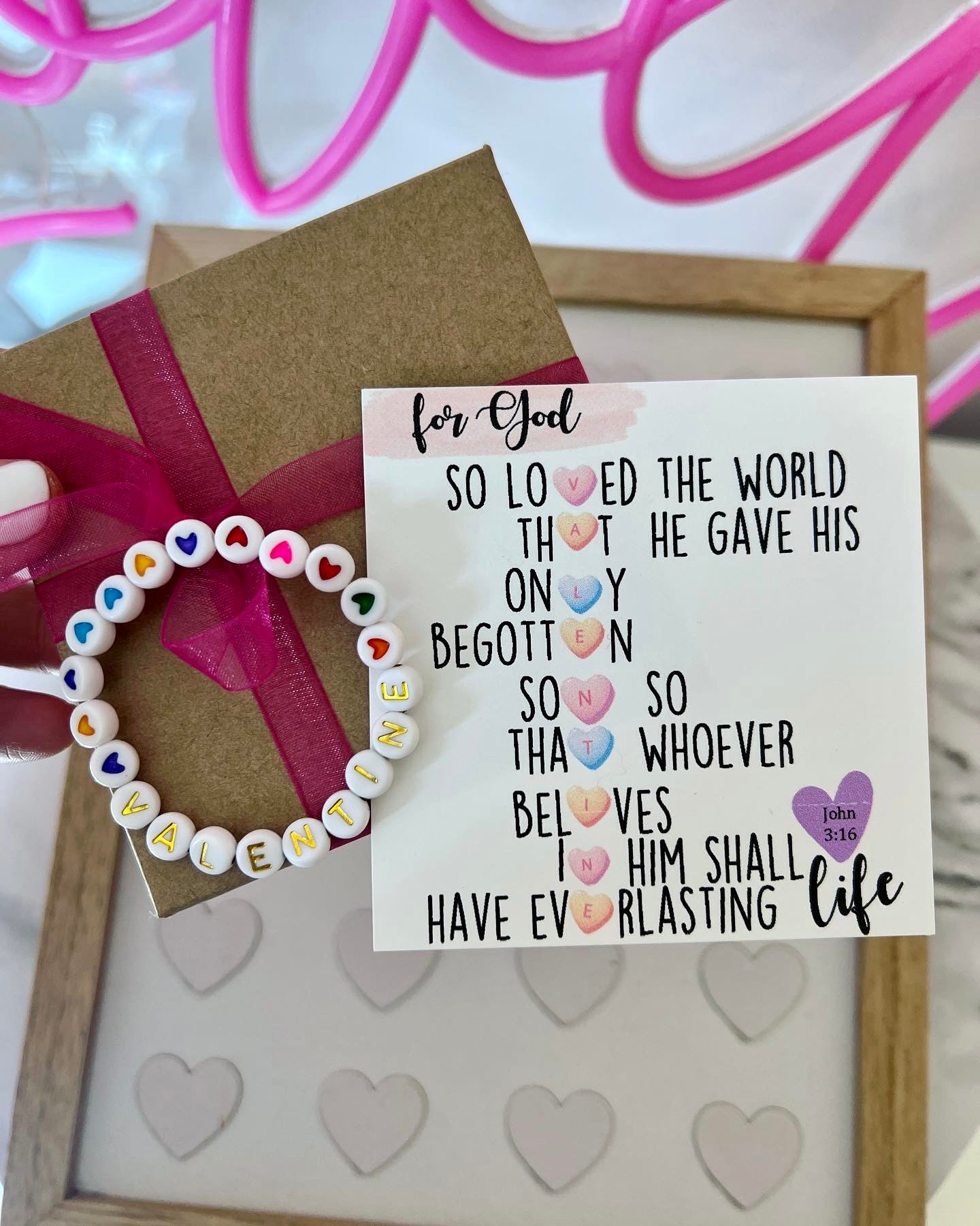 Bible Verse Kids or Adult Valentine Bracelet