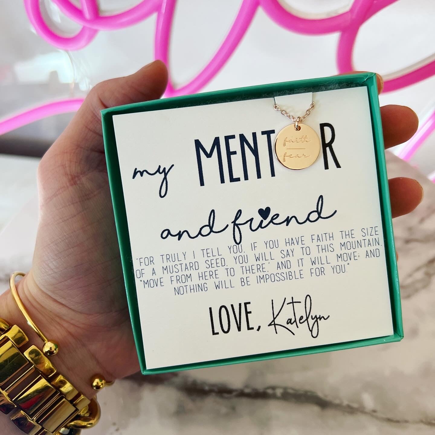 Mentor and Friend Necklace! Faith over Fear Gold Pendant Necklace!