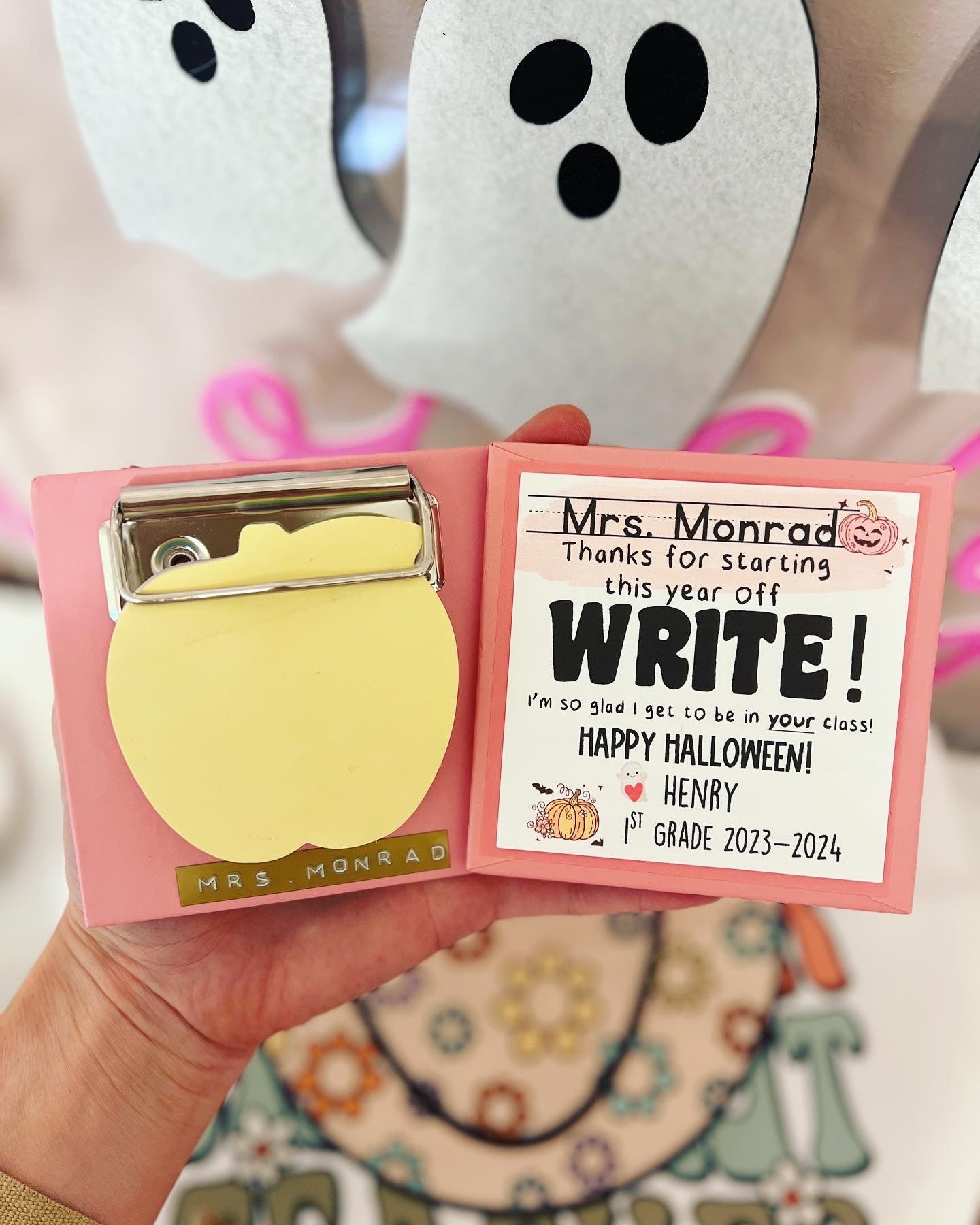 Halloween Teacher Notepad and Mini clipboard gift!