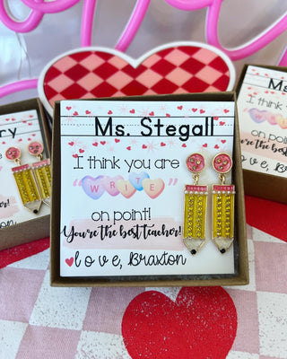 Valentine's Day Pencil earrings Teacher Gift!