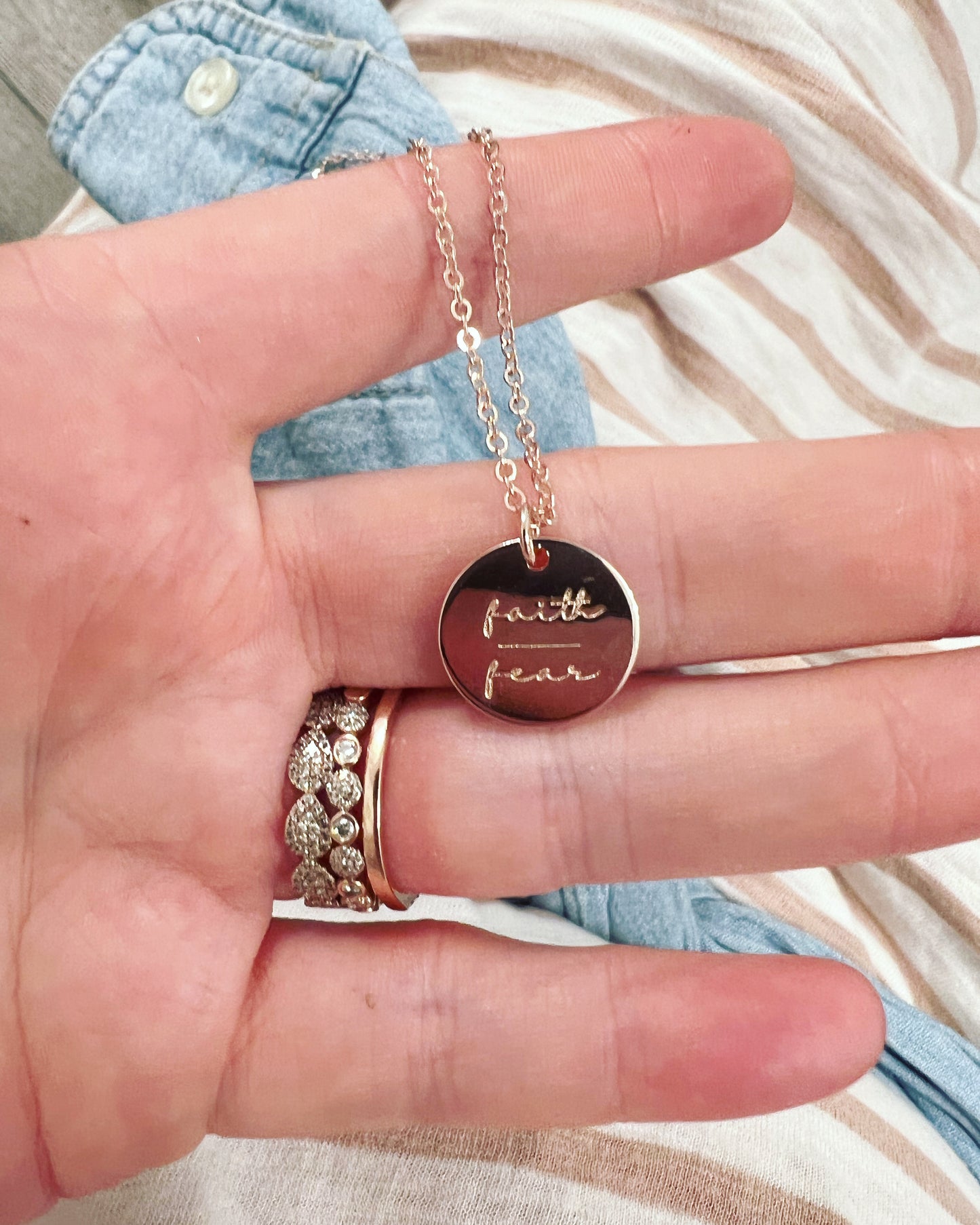 Faith Over Fear Gold, stainless steel, non-tarnish necklace with card, box & ribbon included!