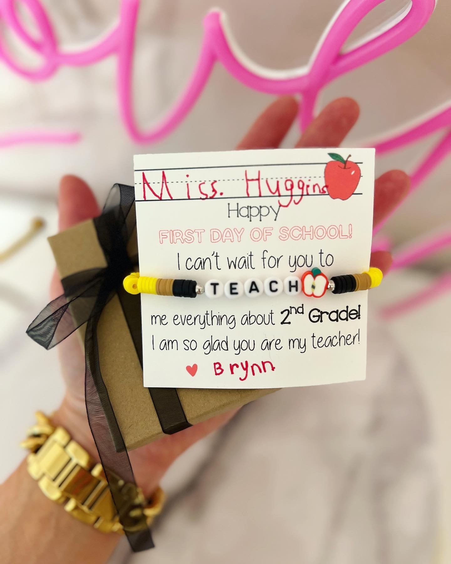 Pencil teacher bracelet! Back to School Gift! First day of school teacher gift