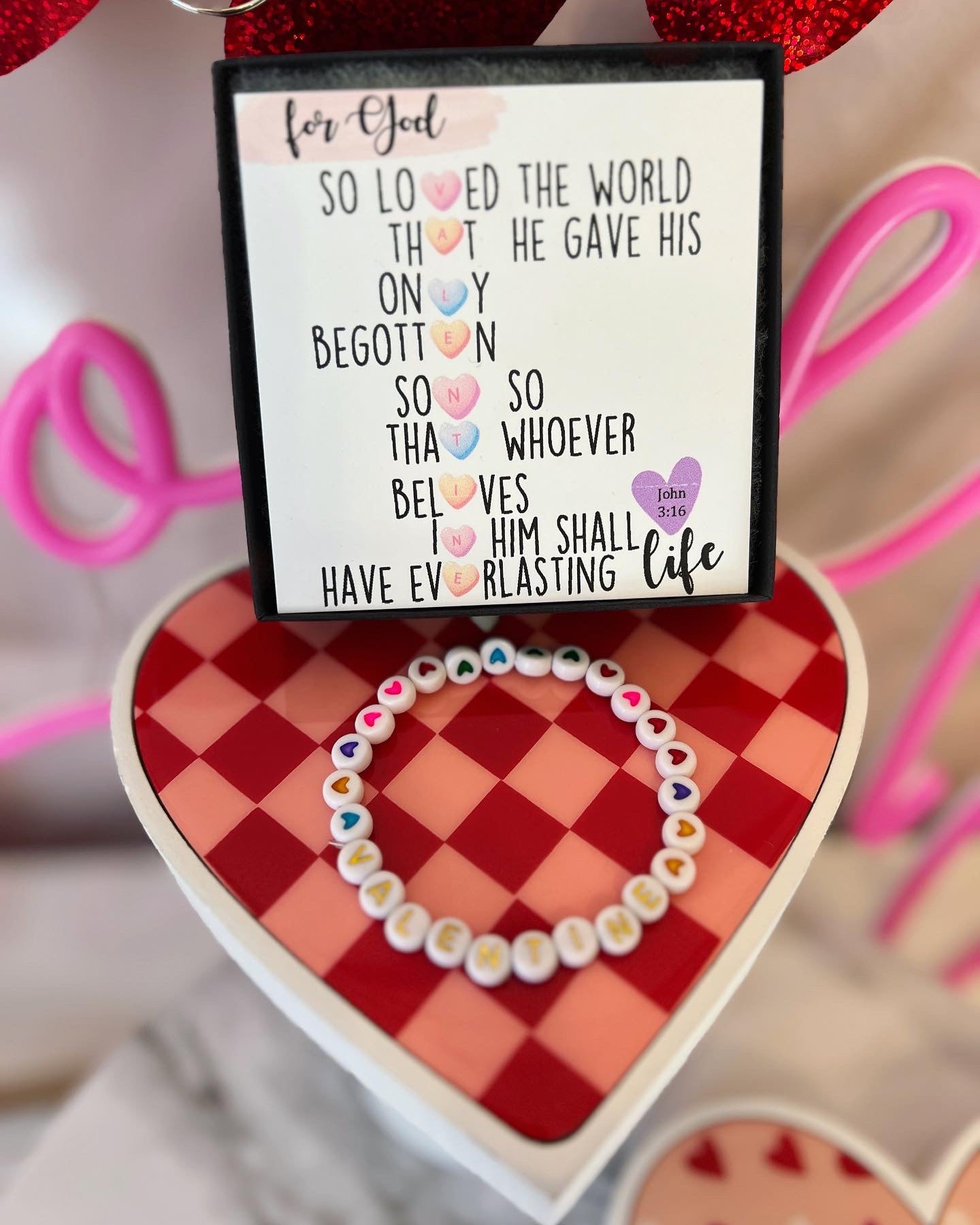 Bible Verse Kids or Adult Valentine Bracelet