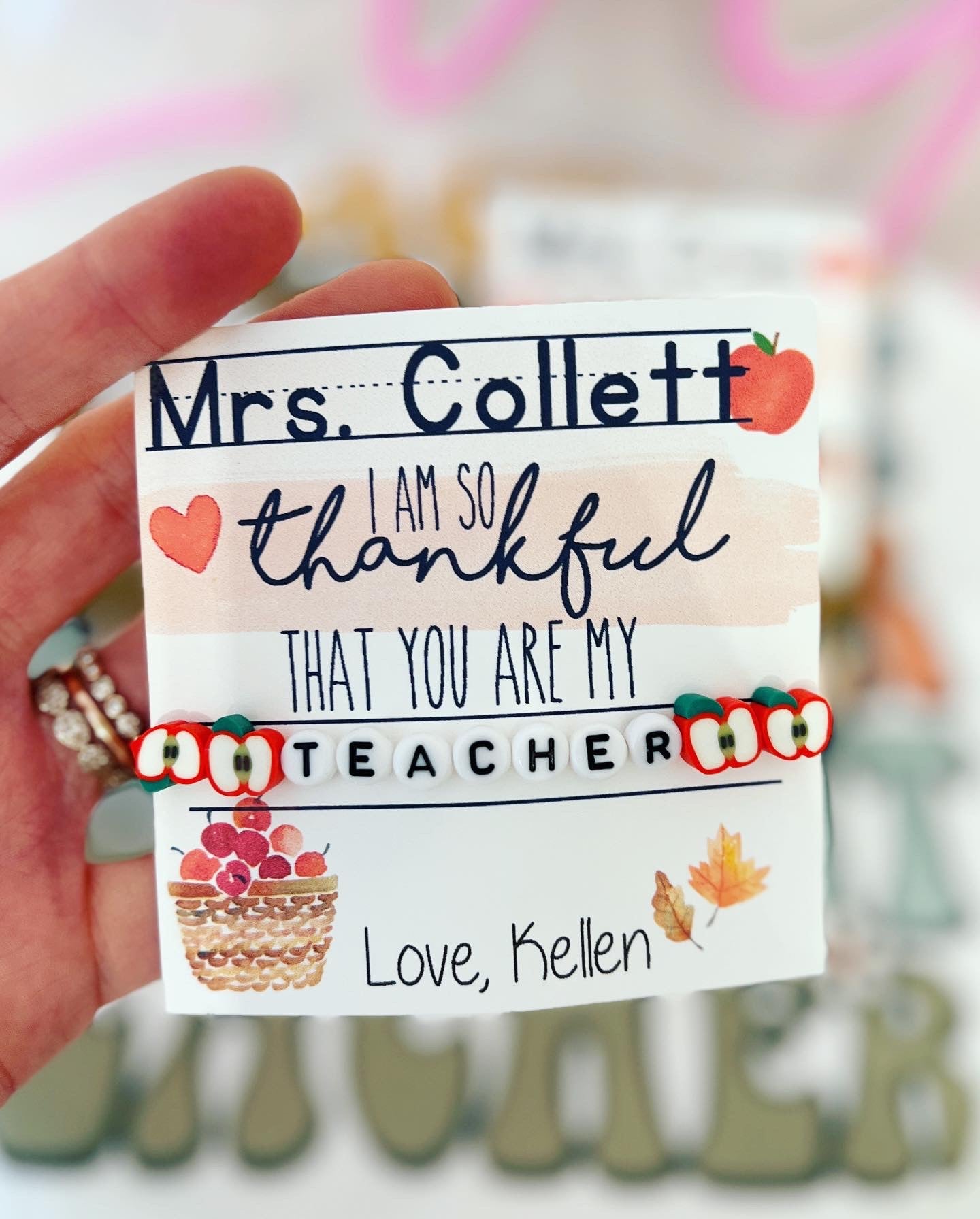 Apple Teacher Bracelet Gift! Fall Card