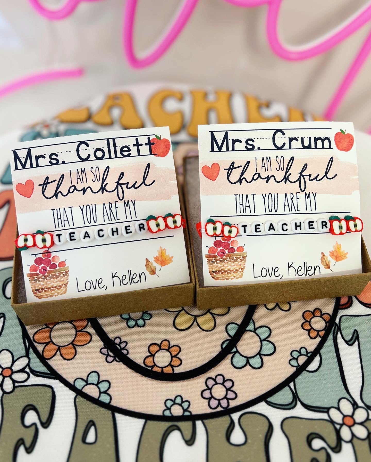 Apple Teacher Bracelet Gift! Fall Card