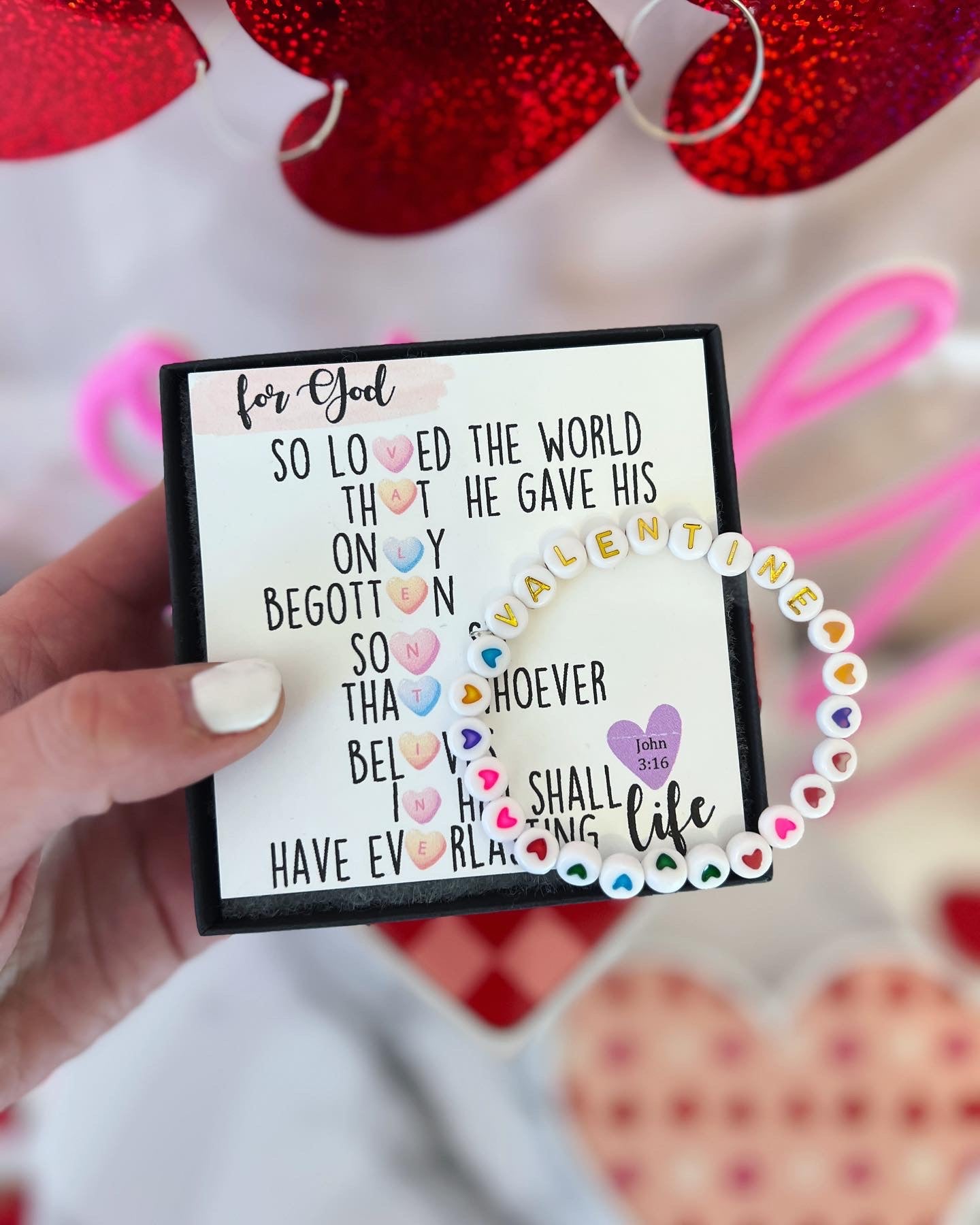 Bible Verse Kids or Adult Valentine Bracelet