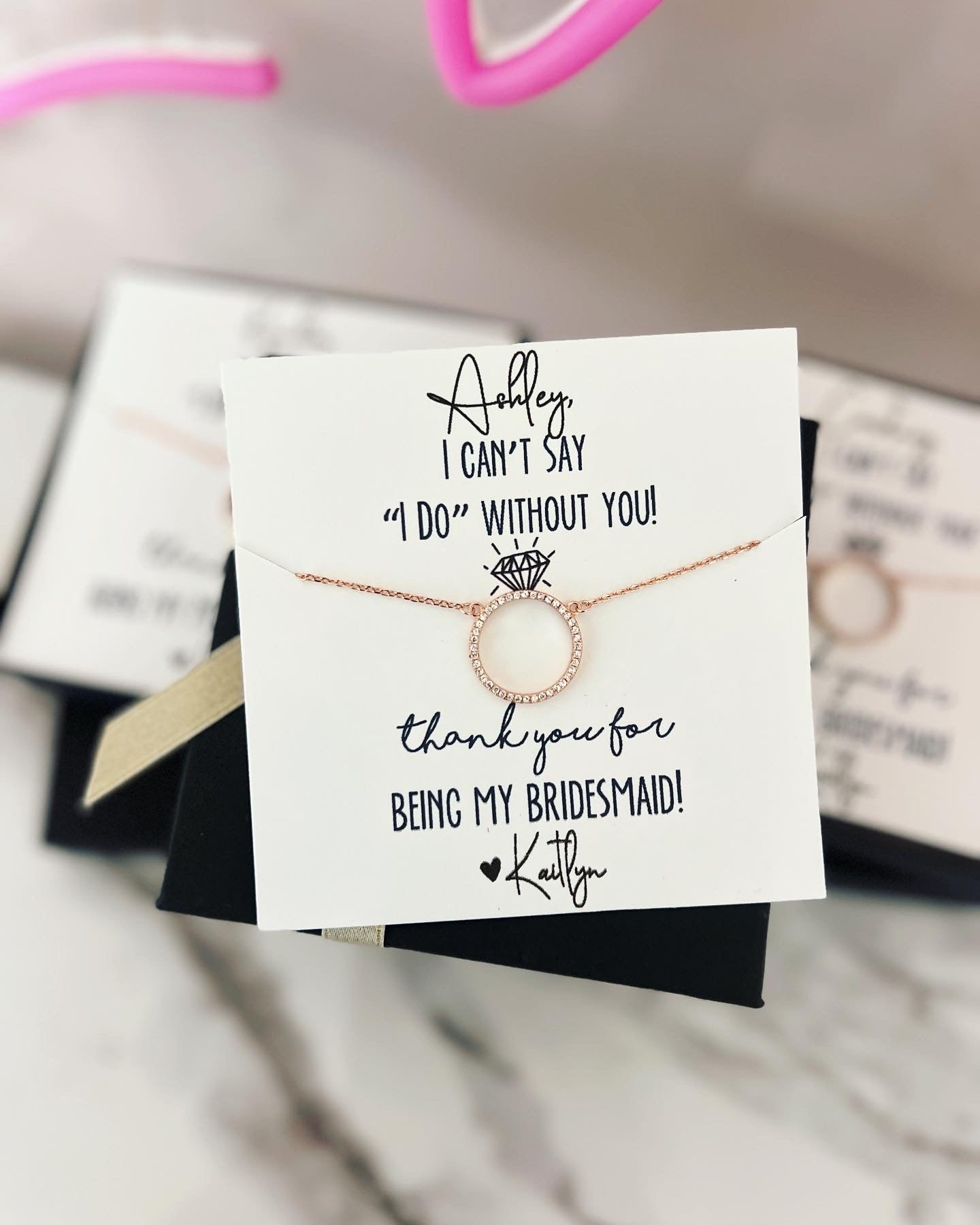 I can't say "I do" without you Thank you gift! Cubic Zircon Circle Pendant Necklace,High Quality,NON-tarnish, personalized card, box+ribbon