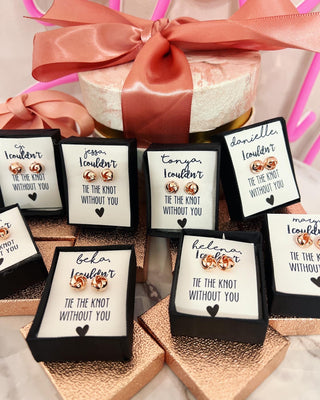Rose Gold KNOT Earrings & Rose Gold Box